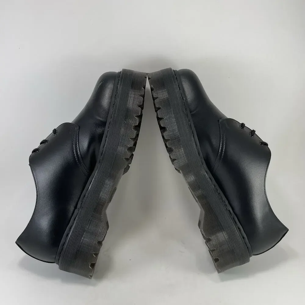 Dr Martens 1461 Quad Mens Size 11 Black Leather Platform Oxford Shoes 3-Eye